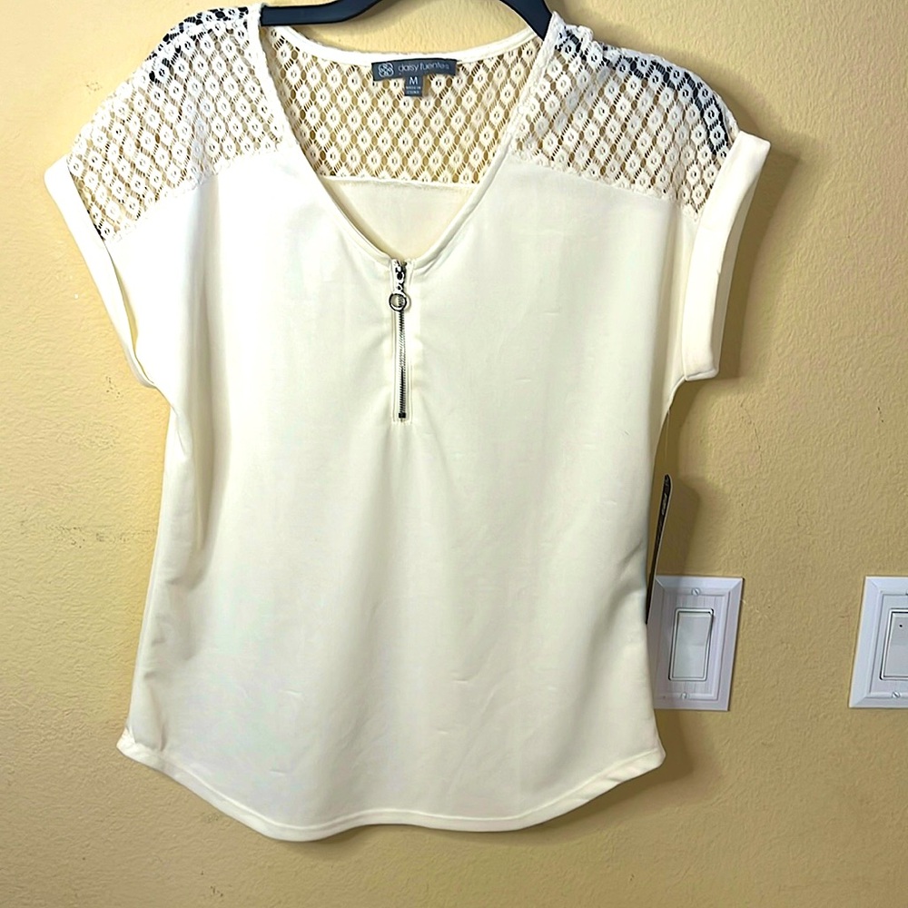 Short sleeve cream blouse size medium
